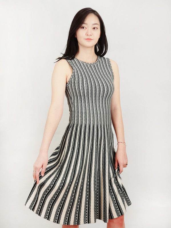 Flare Sleeveless Jacquard Sweater Knitted Dress - Shop Style & More | Fresh Looks, Everyday Deals & Free Shipping