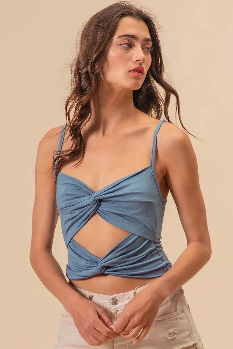 BiBi Rayon Span Jersey Knit Double Twist Front Cami Top - Shop Style & More | Fresh Looks, Everyday Deals & Free Shipping
