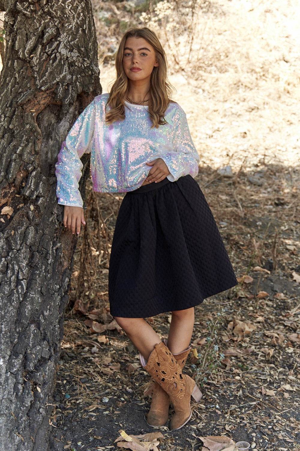 J.NNA Sequin Long Sleeve Crop T-Shirt - Shop Style & More | Fresh Looks, Everyday Deals & Free Shipping