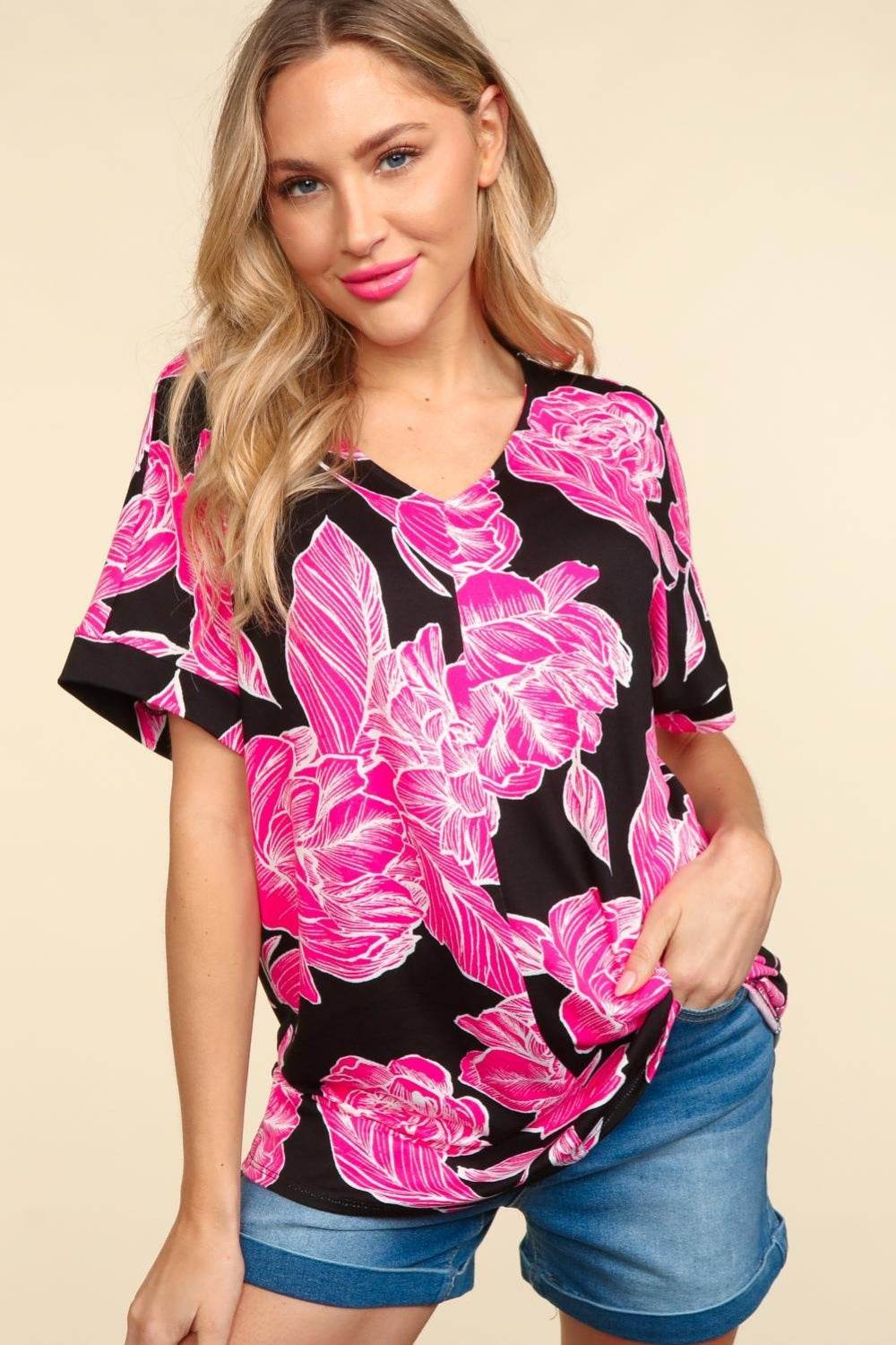 Haptics Floral Drop Shoulder T-Shirt - Shop Style & More | Fresh Looks, Everyday Deals & Free Shipping