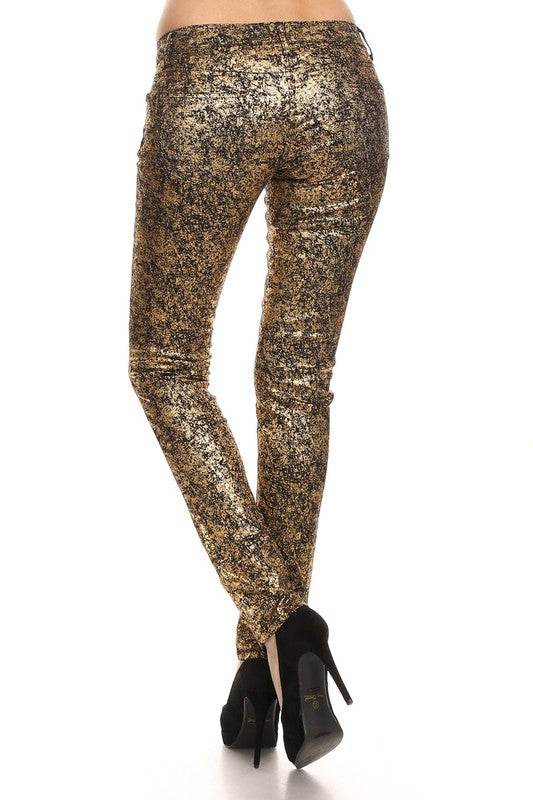 Low Rise Metallic Print Skinny jeans Pants - Shop Style & More | Fresh Looks, Everyday Deals & Free Shipping
