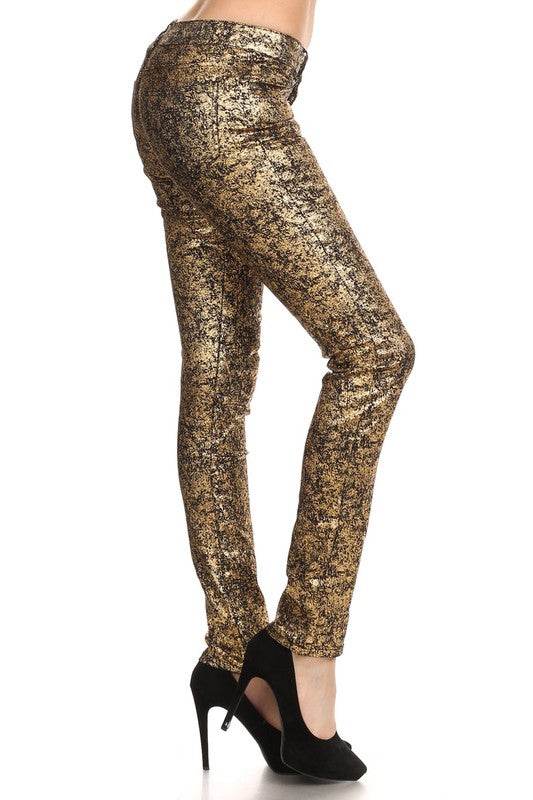 Low Rise Metallic Print Skinny jeans Pants - Shop Style & More | Fresh Looks, Everyday Deals & Free Shipping
