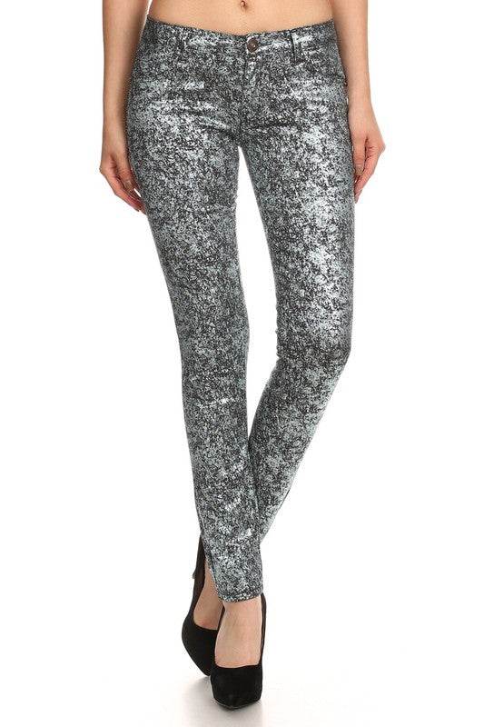 Low Rise Metallic Print Skinny jeans Pants - Shop Style & More | Fresh Looks, Everyday Deals & Free Shipping