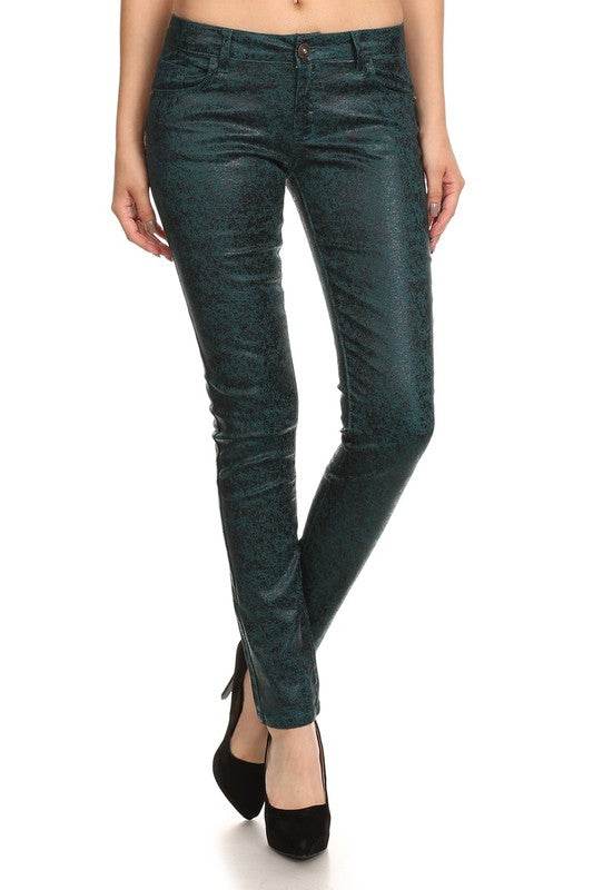 Low Rise Metallic Print Skinny jeans Pants - Shop Style & More | Fresh Looks, Everyday Deals & Free Shipping