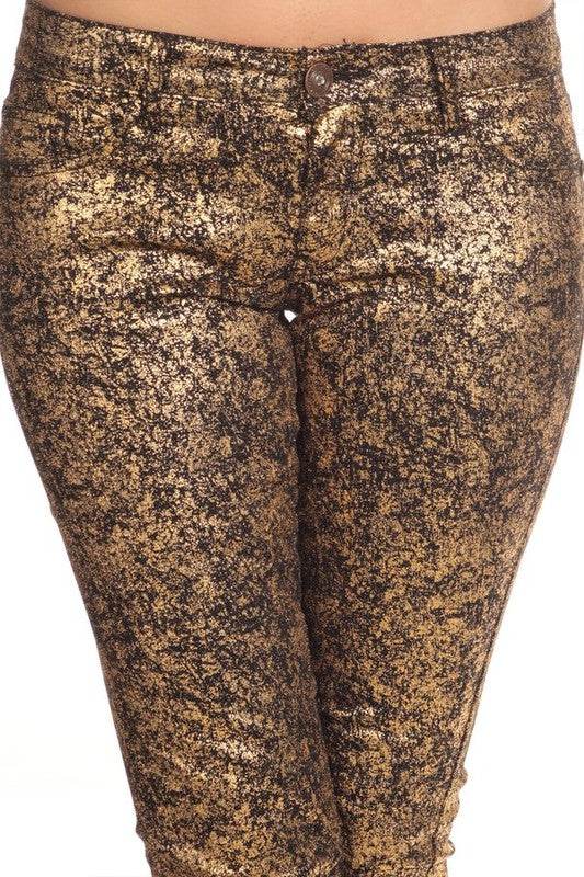 Low Rise Metallic Print Skinny jeans Pants - Shop Style & More | Fresh Looks, Everyday Deals & Free Shipping