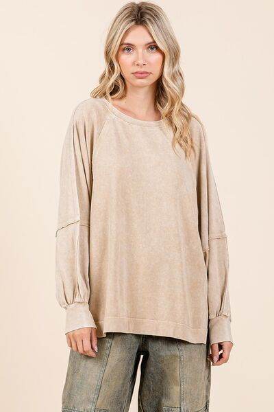 Mittoshop Mineral Wash Raglan Long Sleeve Oversized Top - Shop Style & More | Fresh Looks, Everyday Deals & Free Shipping