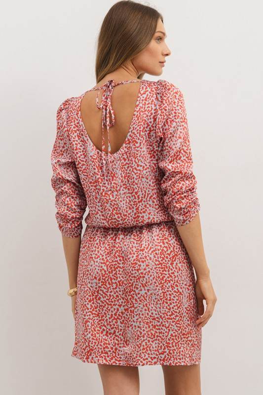 Red Leopard Print Long Sleeve Hollowed Back Dress - Shop Style & More | Fresh Looks, Everyday Deals & Free Shipping