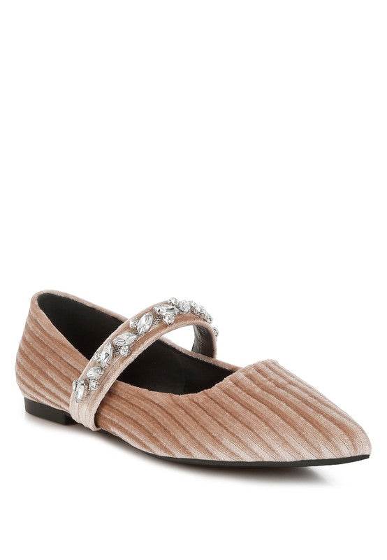 Dresden Diamante Brooch Velvet Ballerinas - Shop Style & More | Fresh Looks, Everyday Deals & Free Shipping