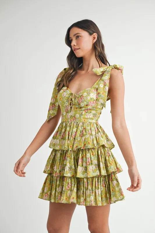 MABLE Floral Print Shoulder Tie Layered Mini Dress - Shop Style & More | Fresh Looks, Everyday Deals & Free Shipping