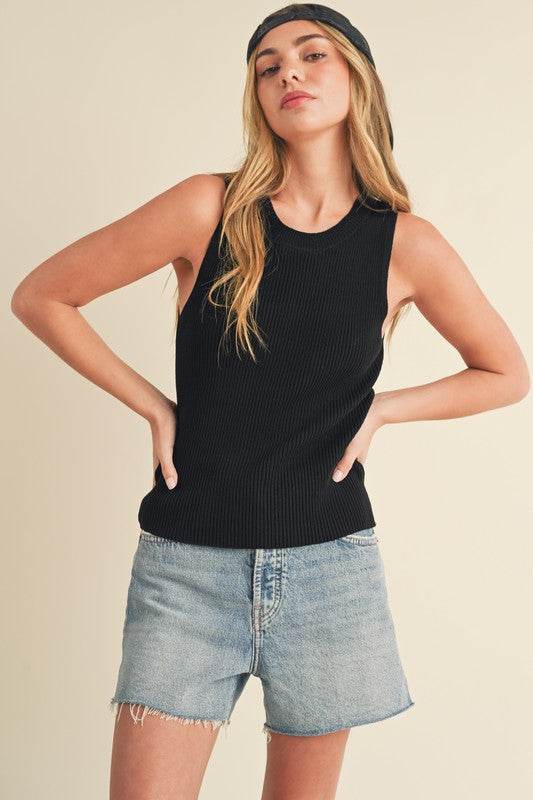 Aemi + Co Ribbed Round Neck Knit Tank - Shop Style & More | Fresh Looks, Everyday Deals & Free Shipping
