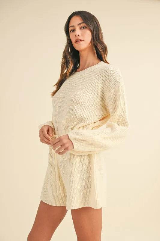 MABLE Round Neck Long Sleeve Sweater Romper - Shop Style & More | Fresh Looks, Everyday Deals & Free Shipping
