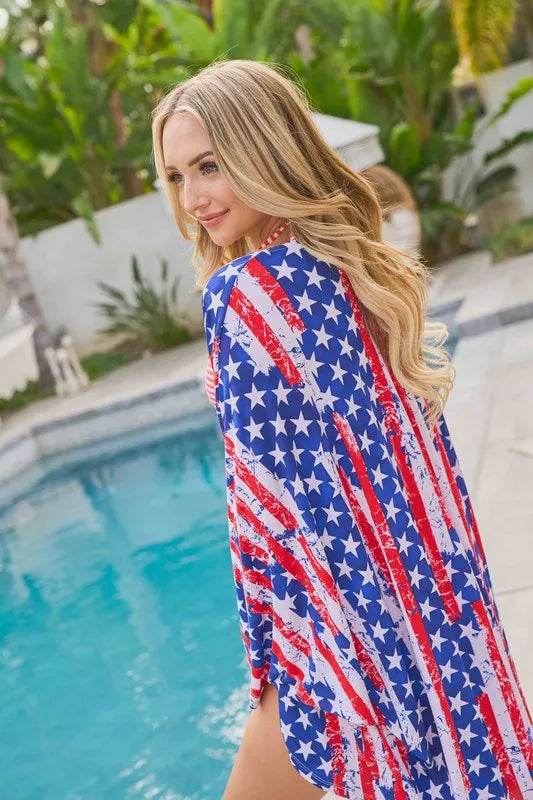 And The Why American Flag Print Dolman Sleeve Kimono Cardigan - Shop Style & More | Fresh Looks, Everyday Deals & Free Shipping