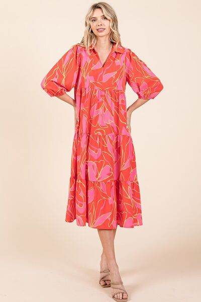 Mittoshop Tiered Printed Collared Neck Midi Dress - Shop Style & More | Fresh Looks, Everyday Deals & Free Shipping