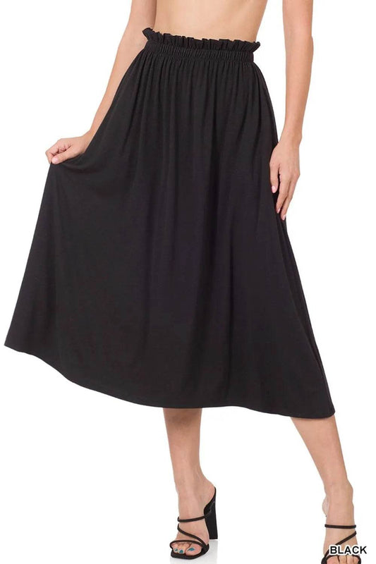 Zenana Paperbag Waist Midi Skirt With Pockets - Shop Style & More | Fresh Looks, Everyday Deals & Free Shipping