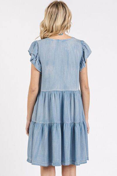 Mittoshop V-Neck Ruffled Cap Sleeve Mini Dress - Shop Style & More | Fresh Looks, Everyday Deals & Free Shipping