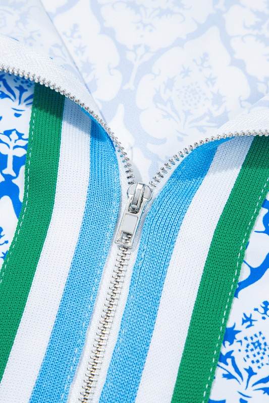 Sky Blue Colorblock Striped Collar Bohemian Print - Shop Style & More | Fresh Looks, Everyday Deals & Free Shipping