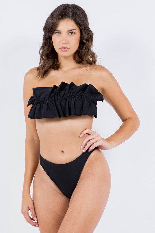 TWO PIECE TUBE TOP WITH RUCHED RUFFLE BIKINI - Shop Style & More | Fresh Looks, Everyday Deals & Free Shipping