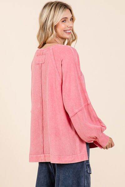 Mittoshop Mineral Wash Raglan Long Sleeve Oversized Top - Shop Style & More | Fresh Looks, Everyday Deals & Free Shipping
