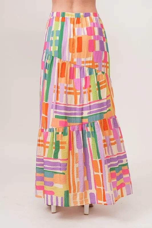 And The Why Asymmetric Geo Printed Tiered Maxi Skirt - Shop Style & More | Fresh Looks, Everyday Deals & Free Shipping