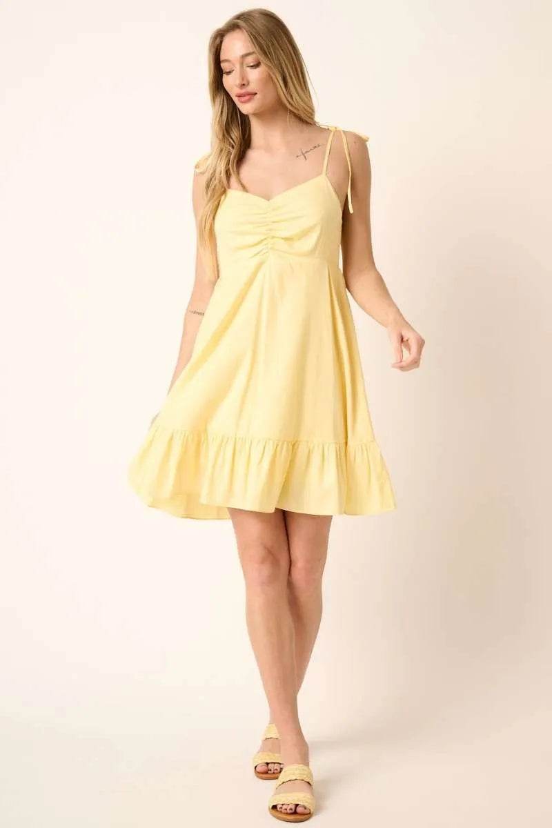 Mittoshop Ruched Detail Spaghetti Tie Mini Dress - Shop Style & More | Fresh Looks, Everyday Deals & Free Shipping