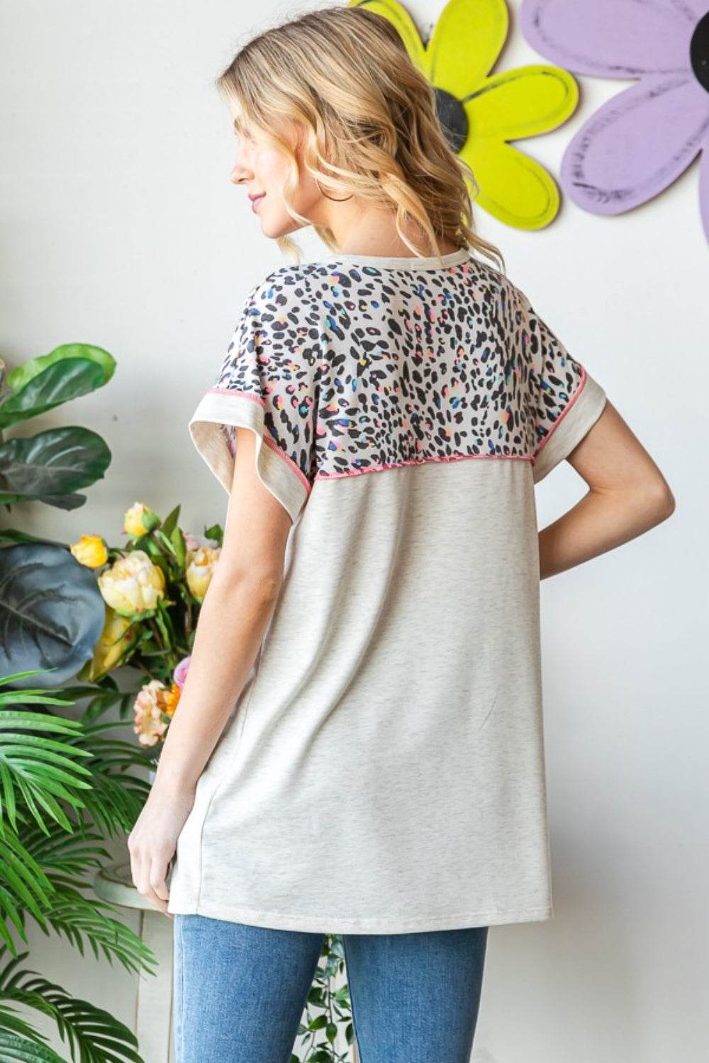 Heimish Full Size Exposed Seam Leopard Short Sleeve T-Shirt - Shop Style & More | Fresh Looks, Everyday Deals & Free Shipping