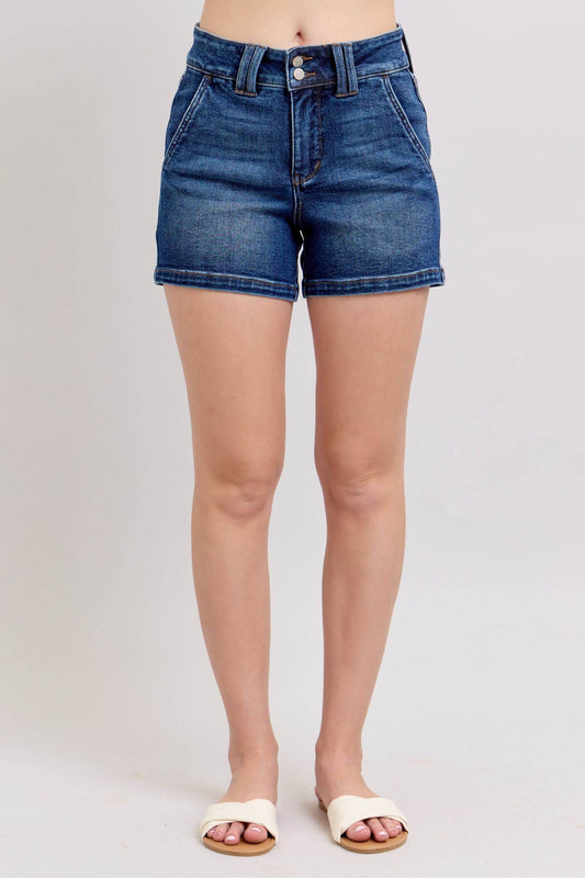 Judy Blue Full Size Double Button Waistband Denim Shorts Plus Size - Shop Style & More | Fresh Looks, Everyday Deals & Free Shipping