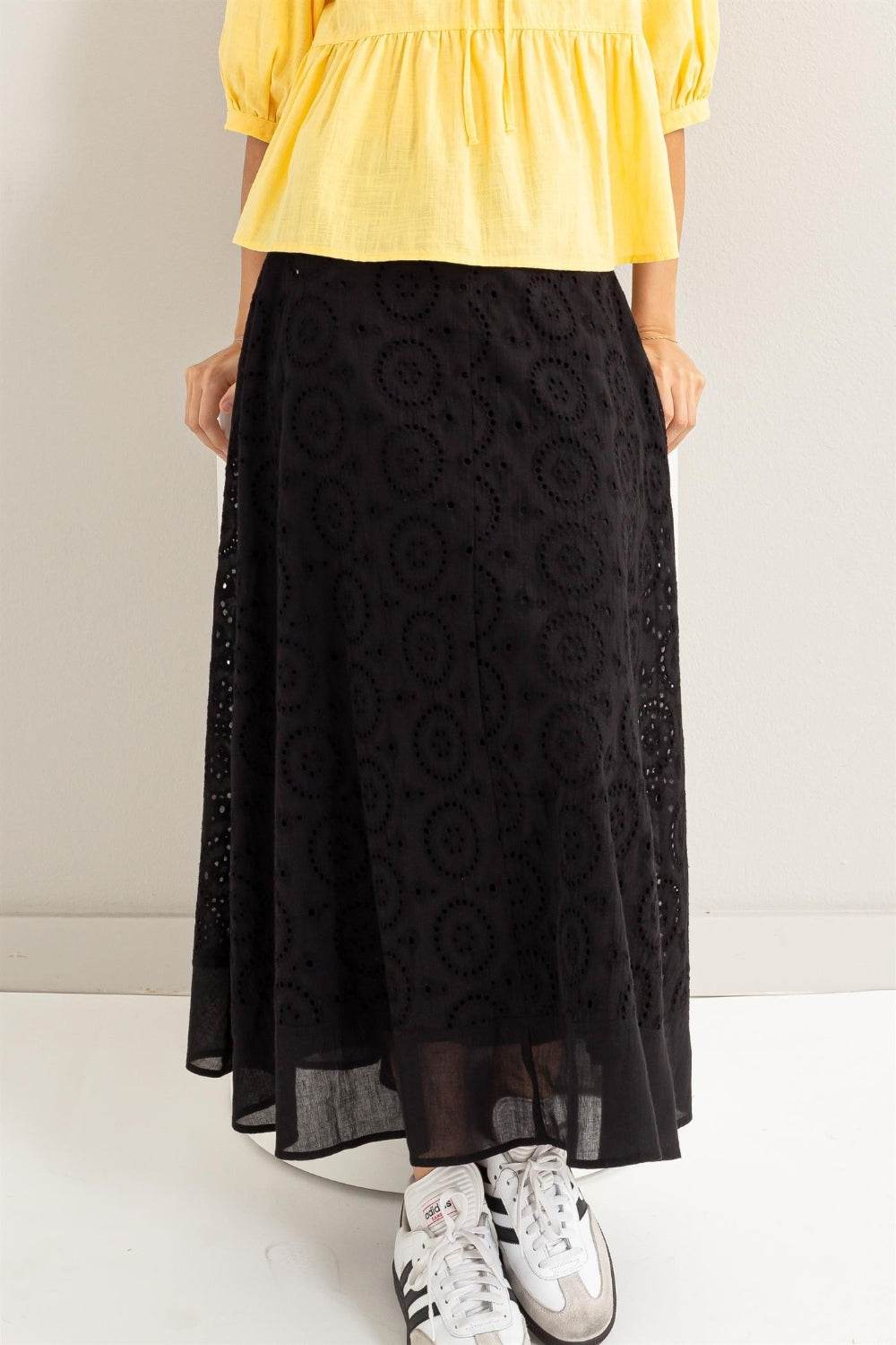 HYFVE Eyelet High-Waist Midi Skirt - Shop Style & More | Fresh Looks, Everyday Deals & Free Shipping