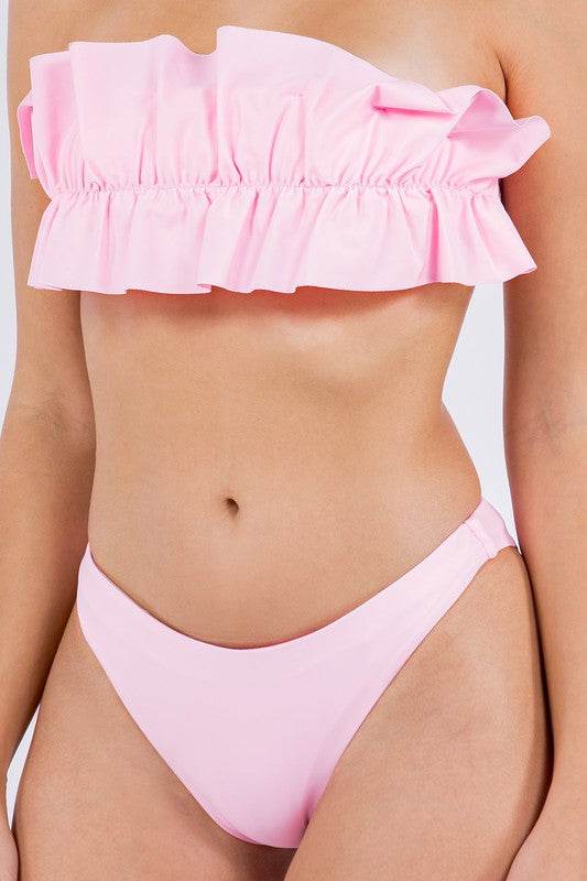 TWO PIECE TUBE TOP WITH RUCHED RUFFLE BIKINI - Shop Style & More | Fresh Looks, Everyday Deals & Free Shipping