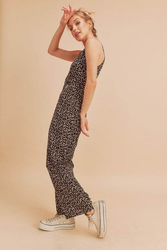 Aemi + Co Ditsy Floral Surplice Sleeveless Wide Leg Jumpsuit - Shop Style & More | Fresh Looks, Everyday Deals & Free Shipping