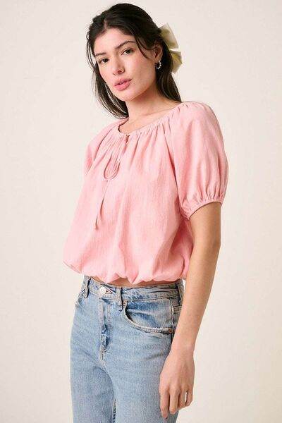 Mittoshop Linen Two-Way Short Sleeve Crop Blouse - Shop Style & More | Fresh Looks, Everyday Deals & Free Shipping
