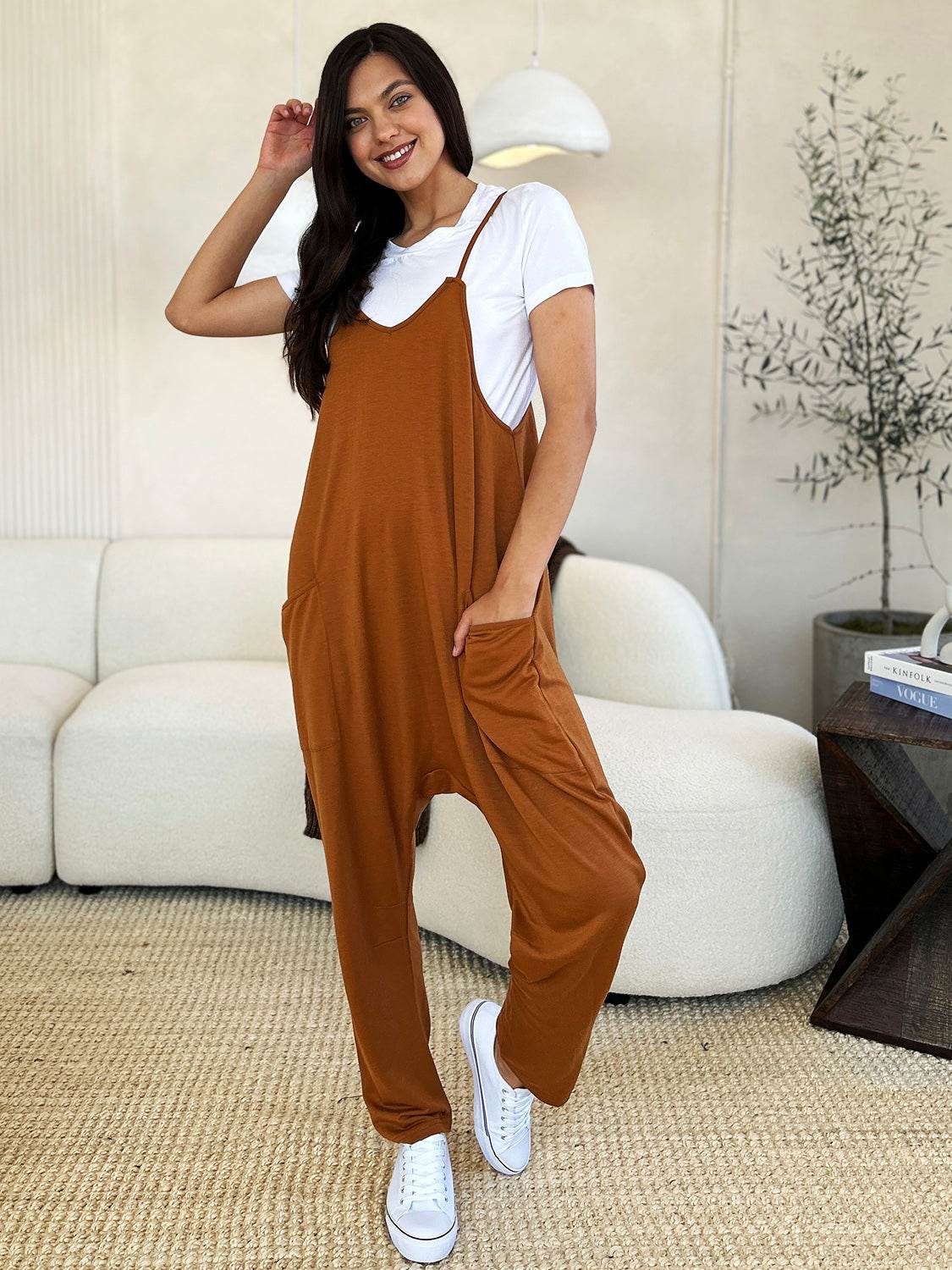 Double Take Full Size Sleeveless V-Neck Pocketed Jumpsuit - Shop Style & More | Fresh Looks, Everyday Deals & Free Shipping