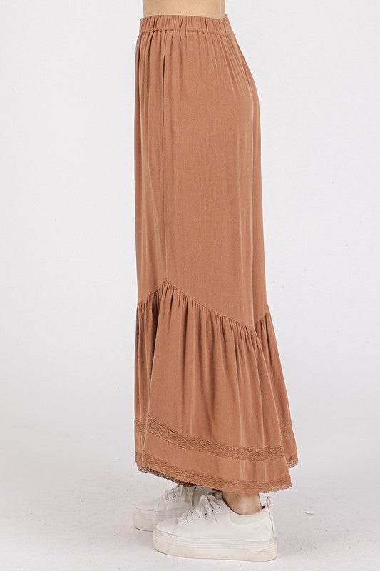 Mittoshop Lace Ruffle Asymmetric Hem Wide Leg Pants - Shop Style & More | Fresh Looks, Everyday Deals & Free Shipping