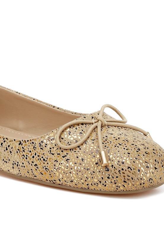Apollon Bow Detail Foil Print Suede Ballerinas - Shop Style & More | Fresh Looks, Everyday Deals & Free Shipping