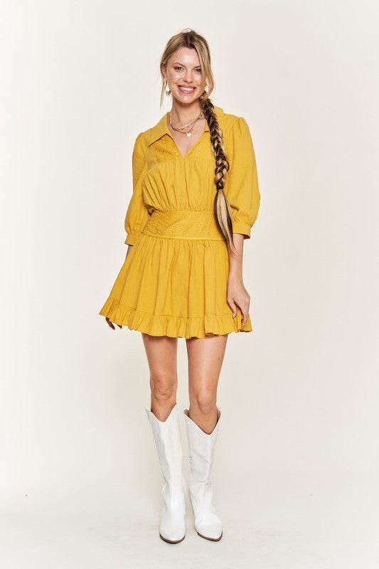 Eyelet detail 3/4 sleeve shortdress PLUS JBJ1091P - Shop Style & More | Fresh Looks, Everyday Deals & Free Shipping
