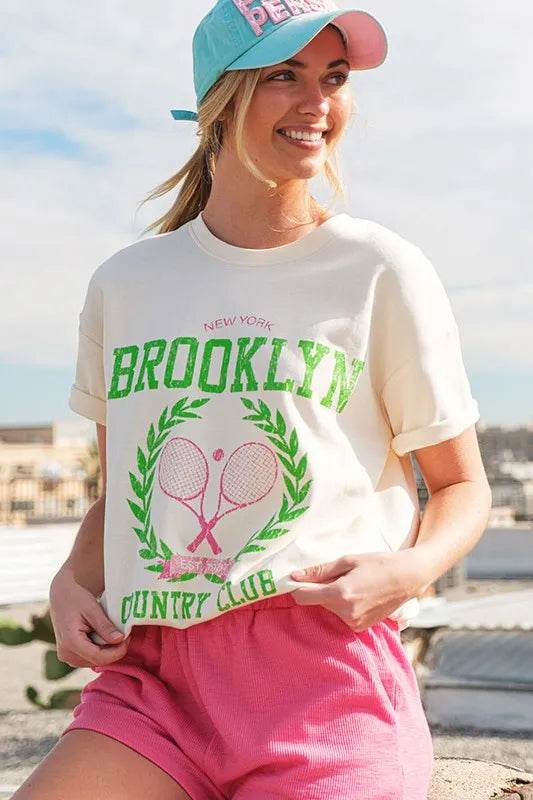 Lime 'N' Chili Brooklyn Graphic Round Neck Short Sleeve Top - Shop Style & More | Fresh Looks, Everyday Deals & Free Shipping