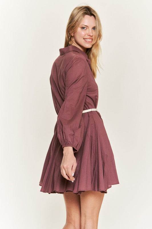SOLID FLARE SHIRT DRESS KRD4190 - Shop Style & More | Fresh Looks, Everyday Deals & Free Shipping