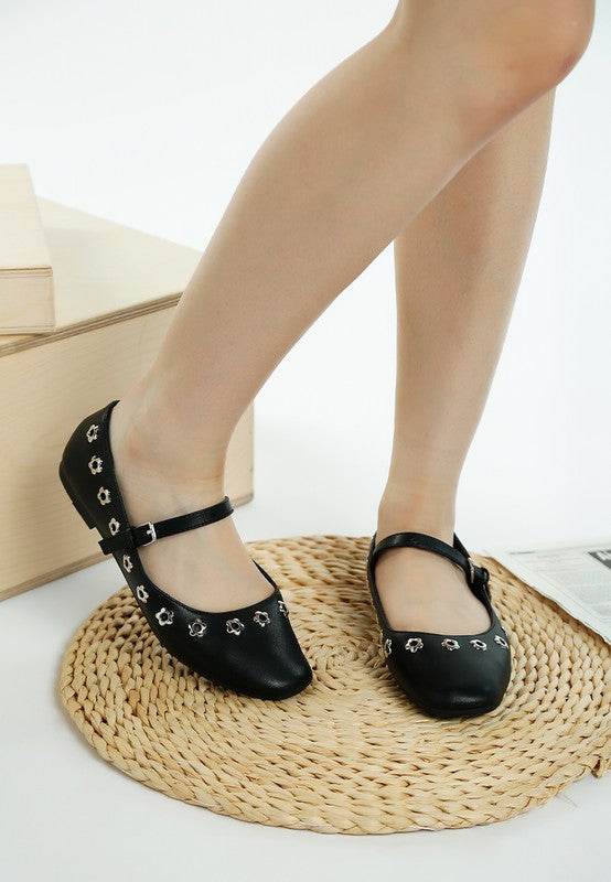 Tanzer Floral Eyelet Strapped Ballerinas - Shop Style & More | Fresh Looks, Everyday Deals & Free Shipping