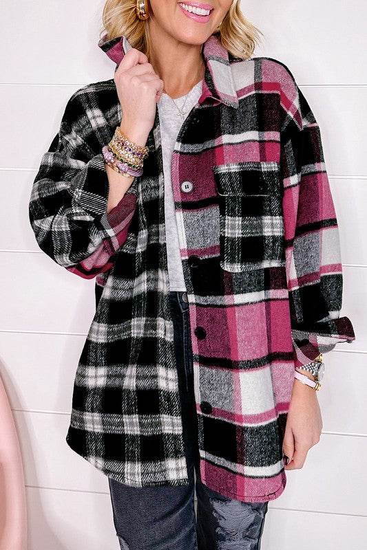 Black Plaid Colorblock Loose Shacket - Shop Style & More | Fresh Looks, Everyday Deals & Free Shipping