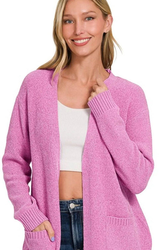 Zenana Melange Open Front Sweater Cardigan - Shop Style & More | Fresh Looks, Everyday Deals & Free Shipping