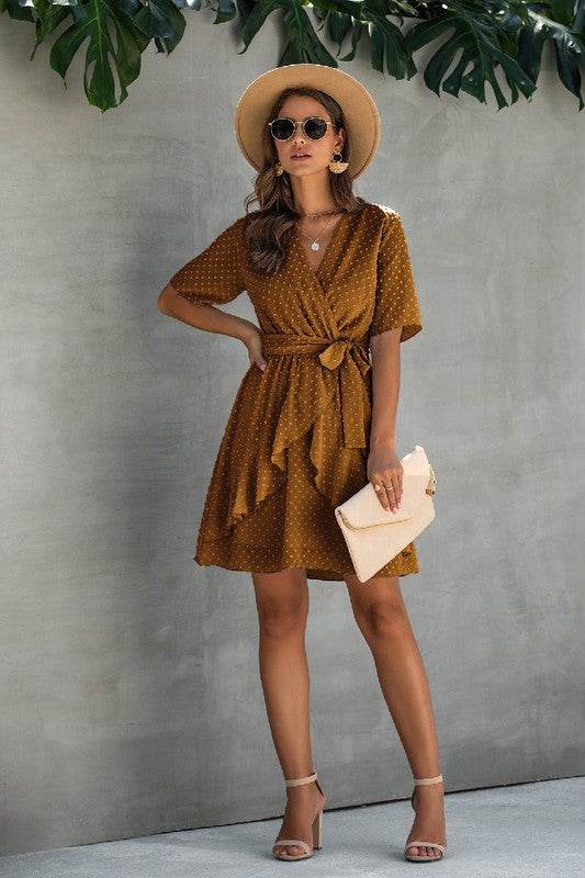V Neck Ruffled Hem Wrap Dress - Shop Style & More | Fresh Looks, Everyday Deals & Free Shipping