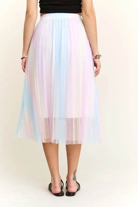 ADORA Unicorn Pleated Mesh Flare Midi Skirt - Shop Style & More | Fresh Looks, Everyday Deals & Free Shipping