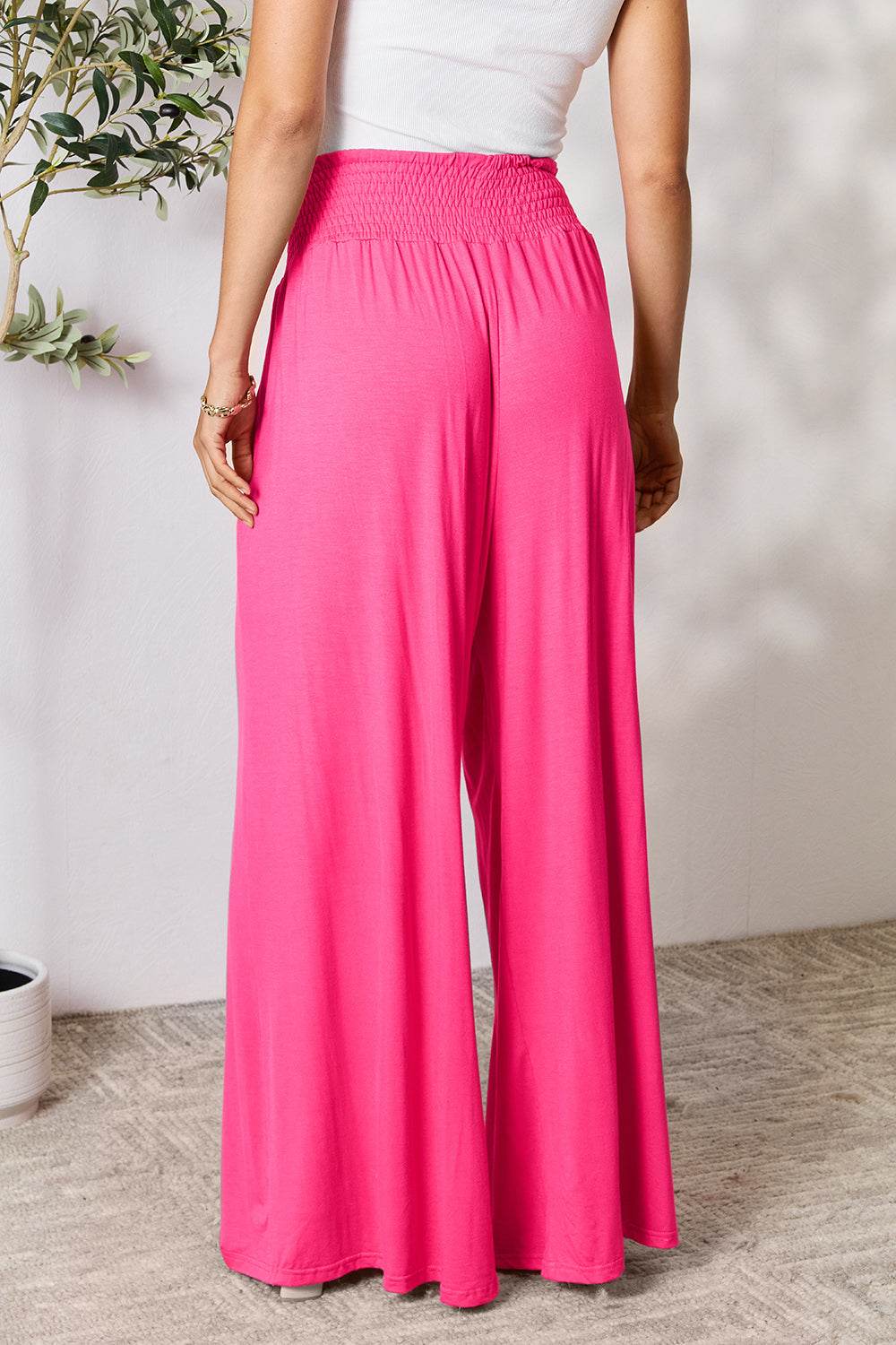 Basic Bae Full Size Smocked Wide Waistband Wide Leg Pants - Shop Style & More | Fresh Looks, Everyday Deals & Free Shipping