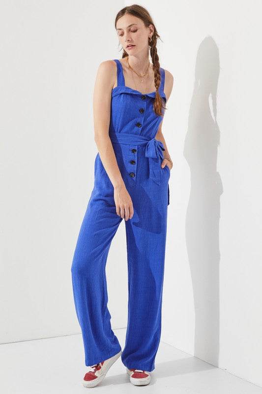 SLEEVELESS ADJUSTABLE STRAP BUTTON DOWN JUMPSUIT - Shop Style & More | Fresh Looks, Everyday Deals & Free Shipping