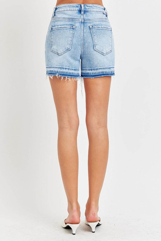 RISEN High Rise Distressed Hem Denim Shorts - Shop Style & More | Fresh Looks, Everyday Deals & Free Shipping