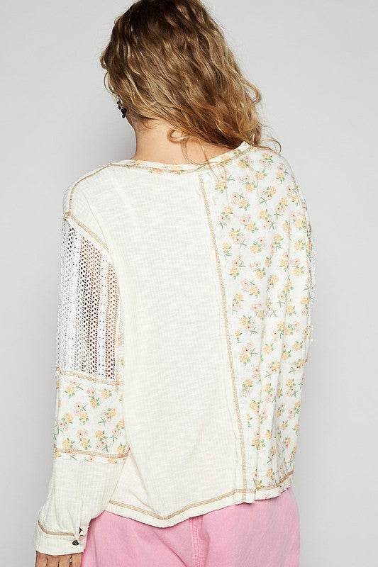 POL Floral Crochet Patch V-Neck Top - Shop Style & More | Fresh Looks, Everyday Deals & Free Shipping
