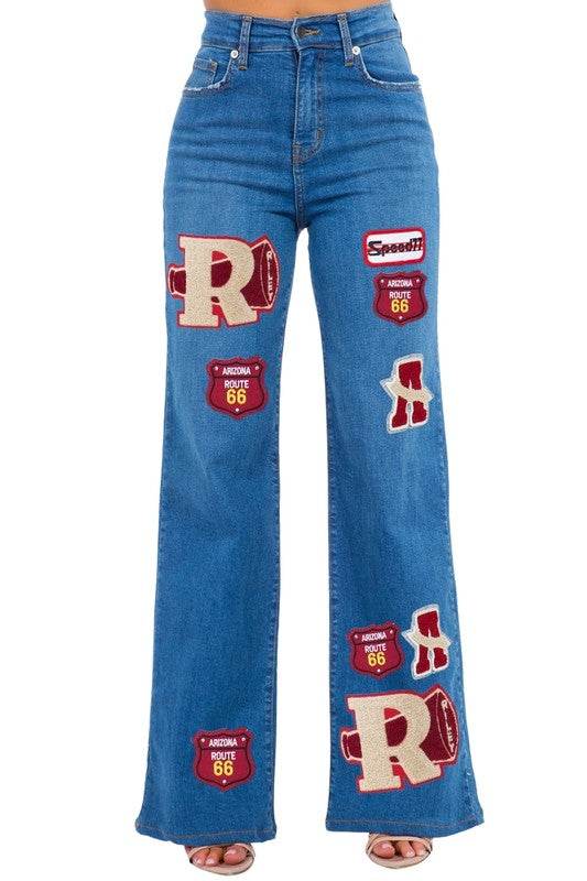 Varsity Wide Leg Jean in Medium Blue - Shop Style & More | Fresh Looks, Everyday Deals & Free Shipping