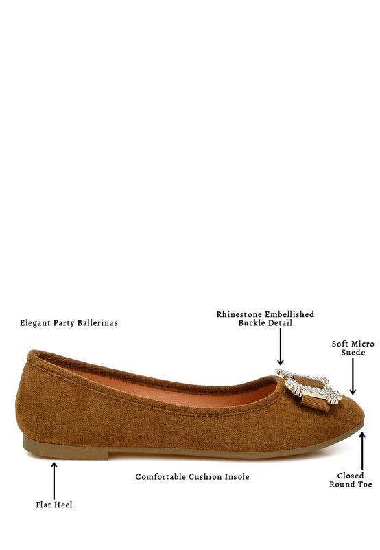 Prajik Rhinestone Buckle Detail Ballerinas - Shop Style & More | Fresh Looks, Everyday Deals & Free Shipping