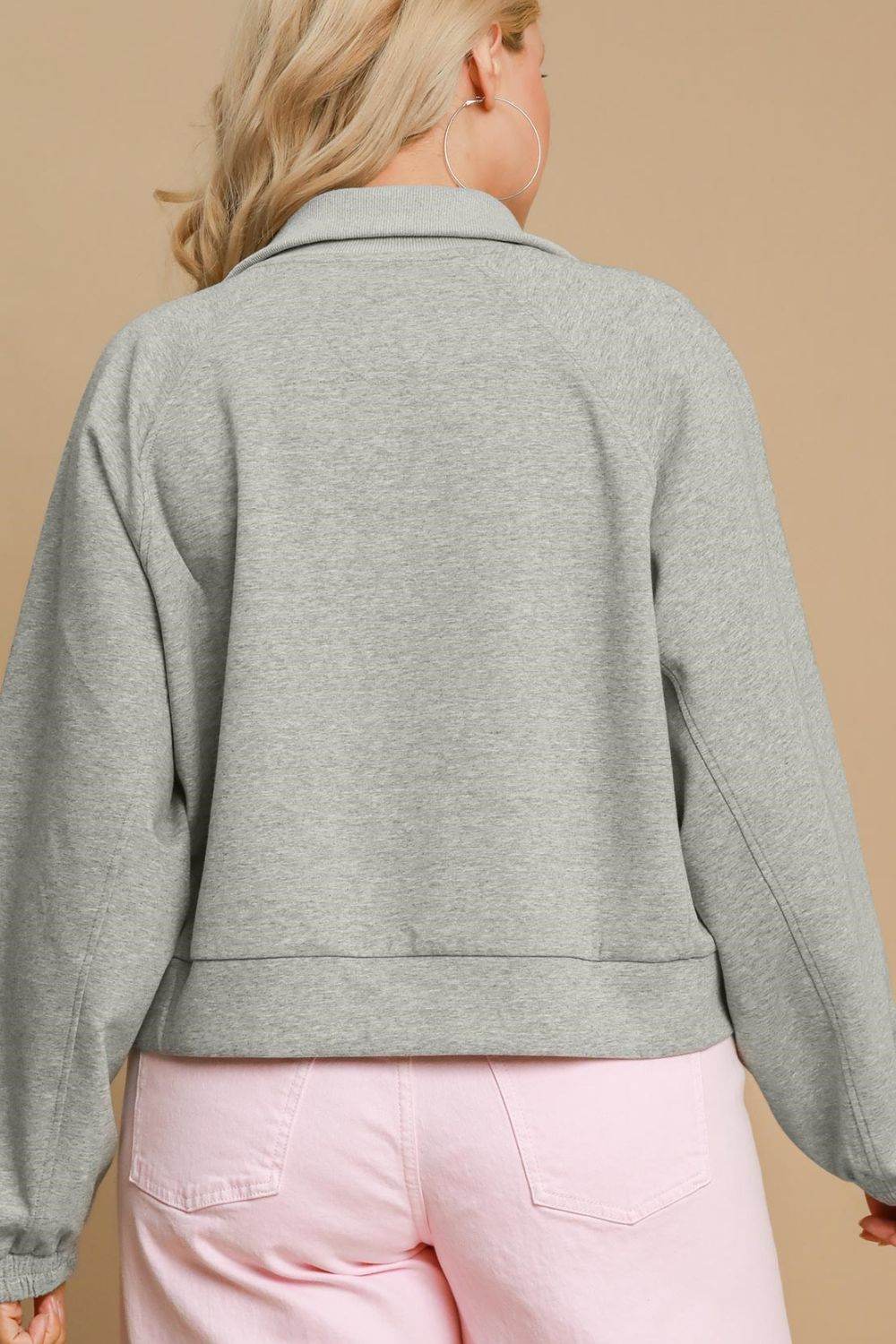 Umgee Full Size Half Zip Cropped Sweatshirt Plus Size - Shop Style & More | Fresh Looks, Everyday Deals & Free Shipping