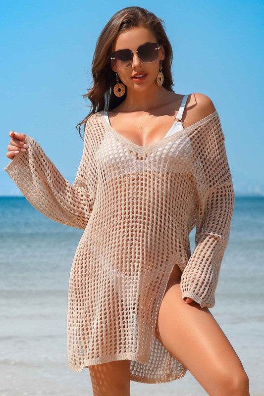 Crochet Side Split Beach Coverups Swimwear Dress - Shop Style & More | Fresh Looks, Everyday Deals & Free Shipping