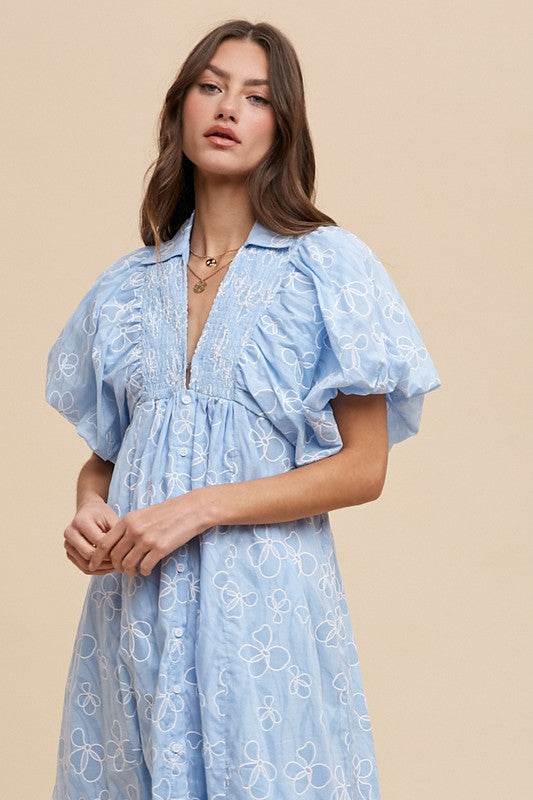 Annie Wear Floral Smock Detail Puff Sleeve Dress - Shop Style & More | Fresh Looks, Everyday Deals & Free Shipping